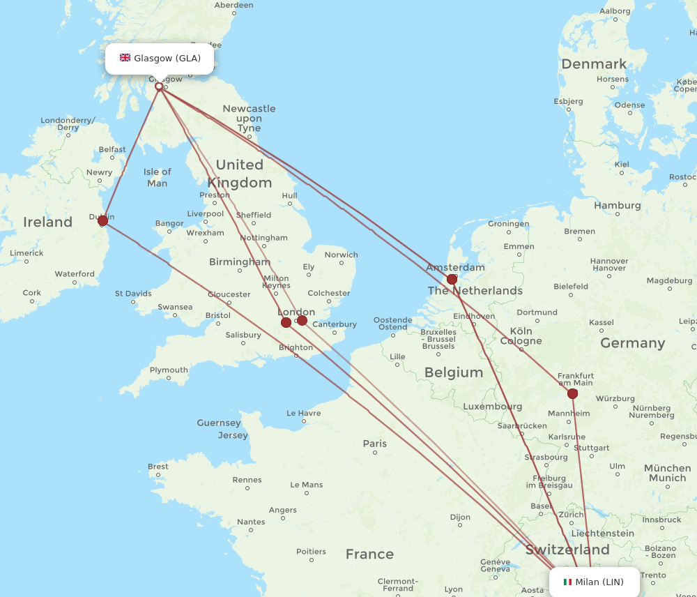 LIN-GLA flight routes