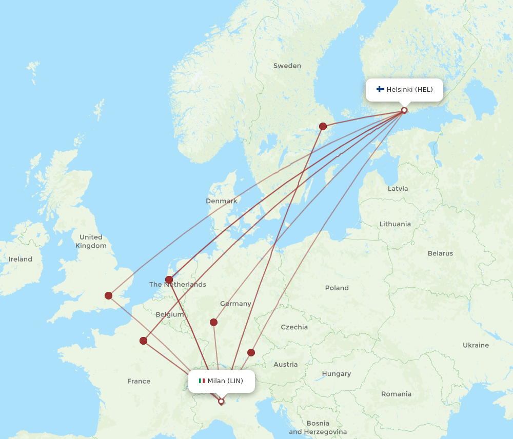 LIN to HEL flights and routes map
