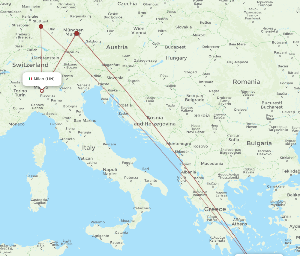 LIN to HER flights and routes map