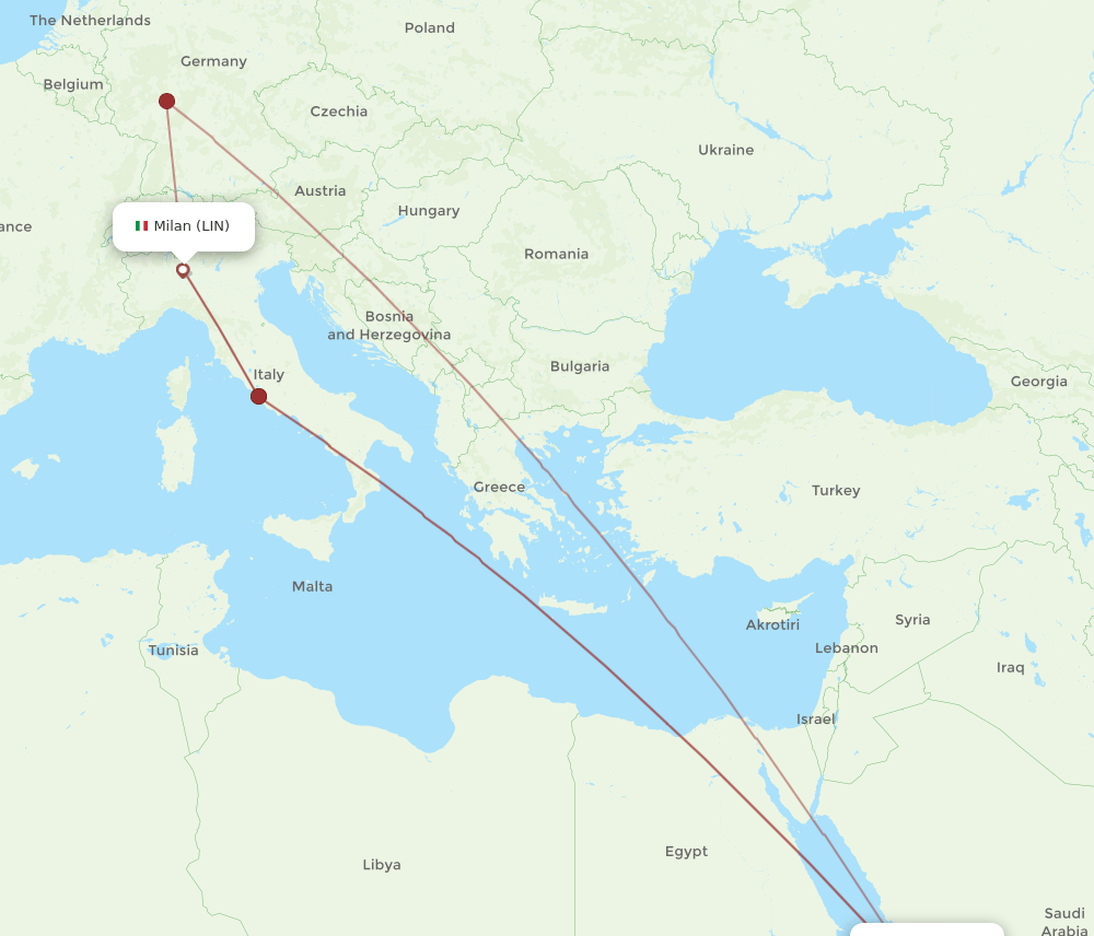 LIN to JED flights and routes map