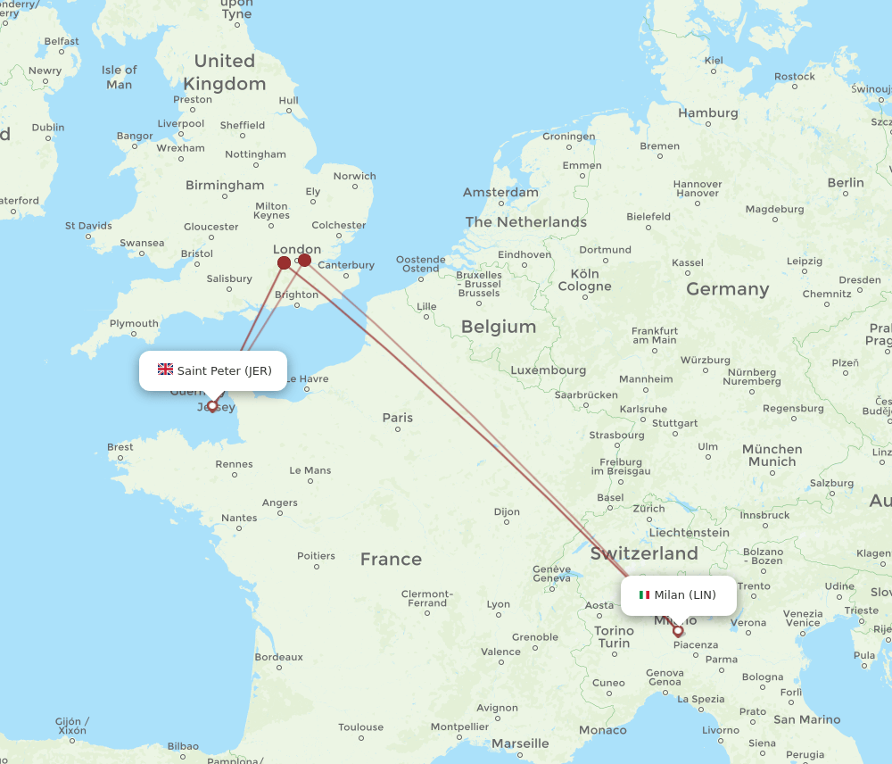LIN-JER flight routes