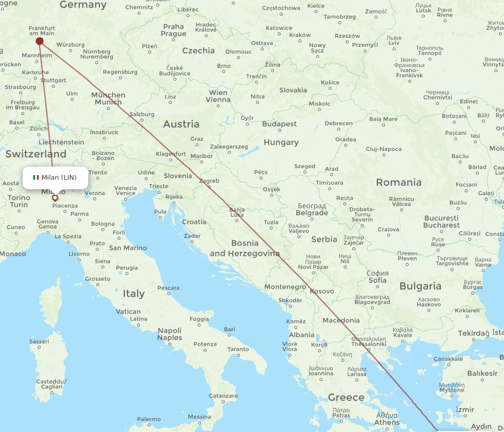 LIN to KGS flights and routes map