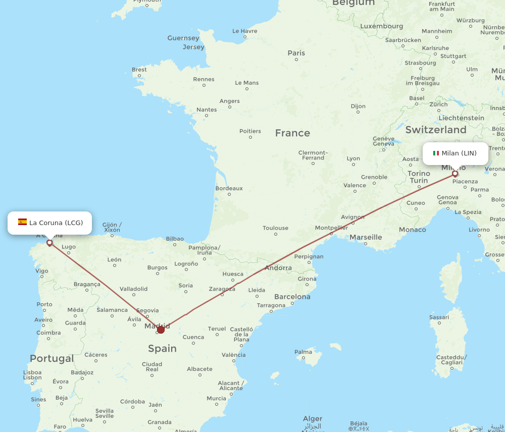 LIN-LCG flight routes