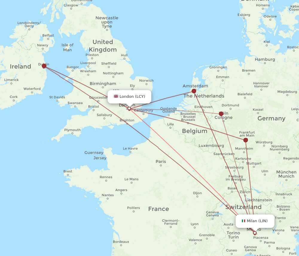 LIN-LCY flight routes