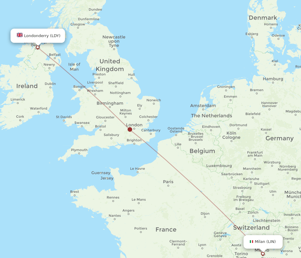 LIN-LDY flight routes