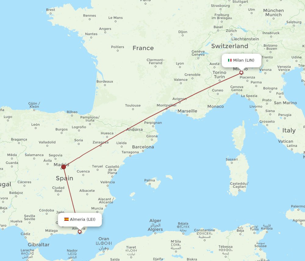 LIN-LEI flight routes