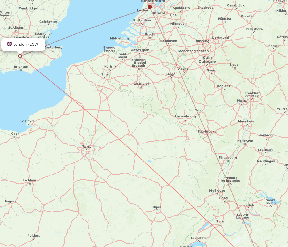 LIN-LGW flight routes