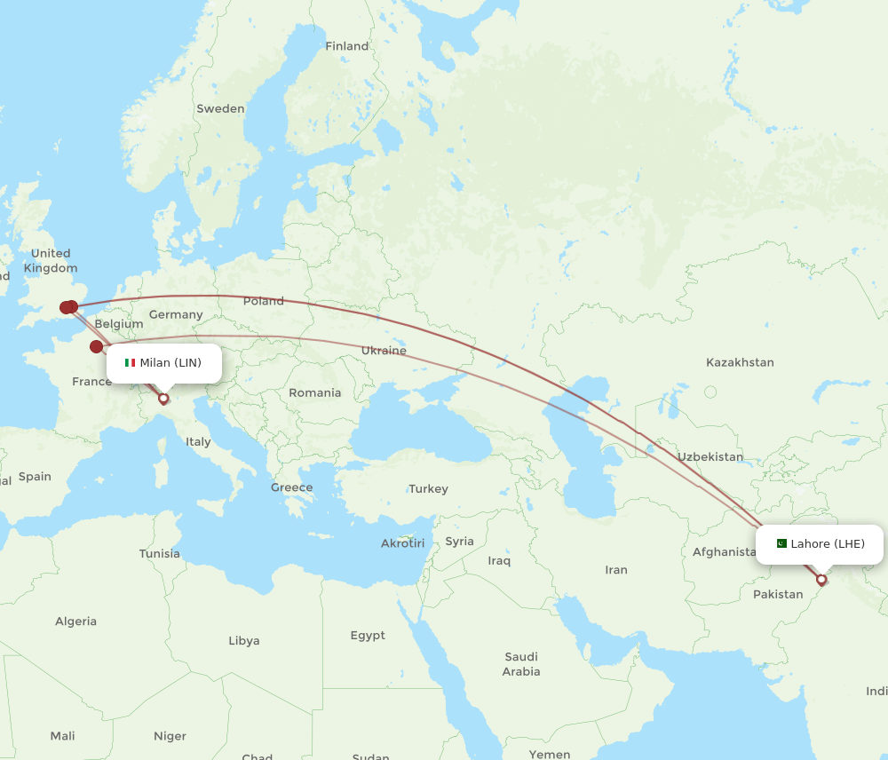 LIN-LHE flight routes