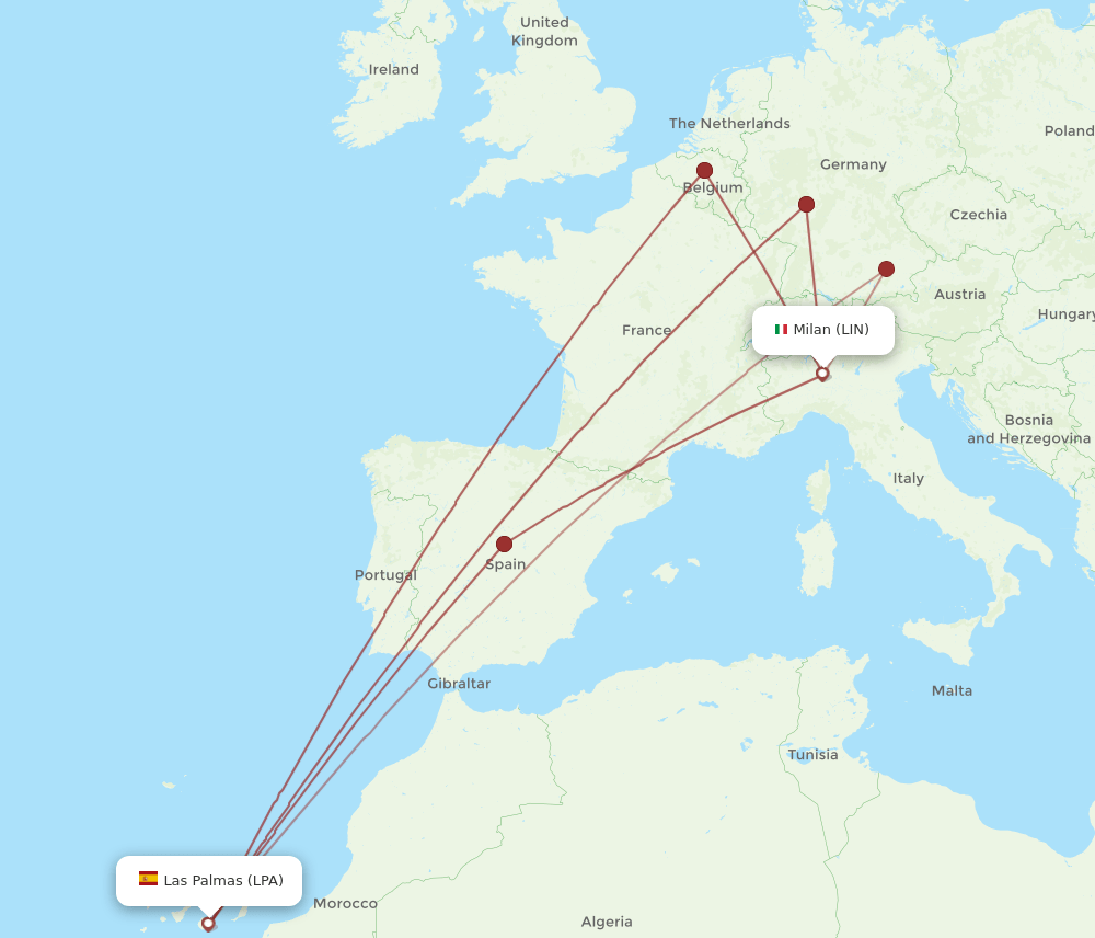 LIN-LPA flight routes