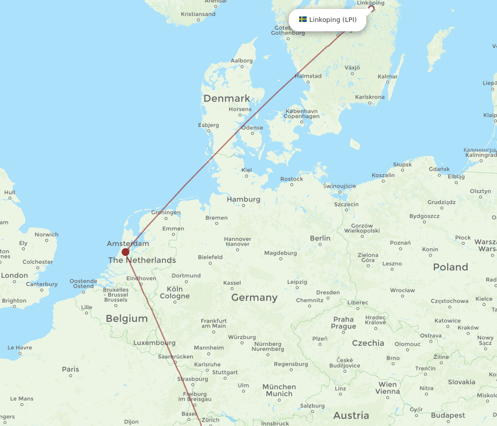 LIN to LPI flights and routes map