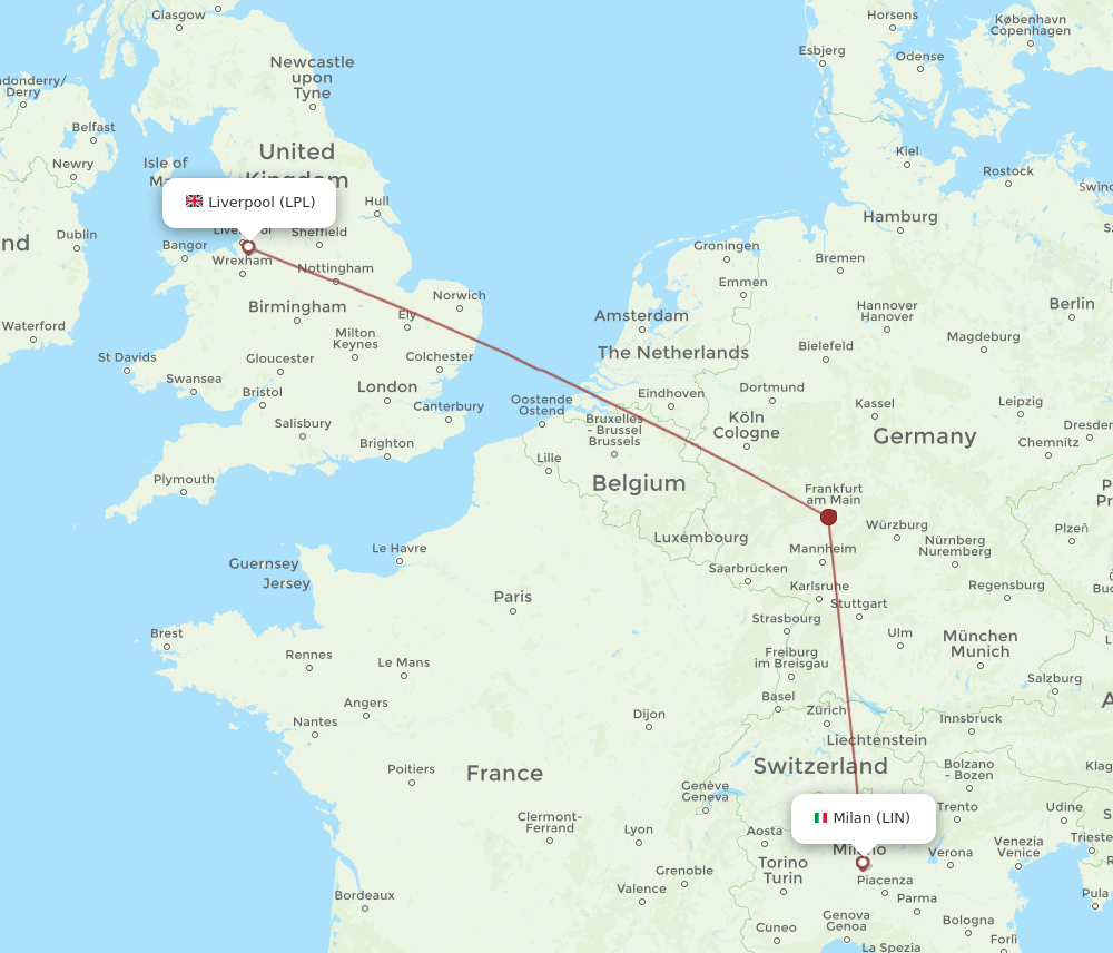 LIN-LPL flight routes