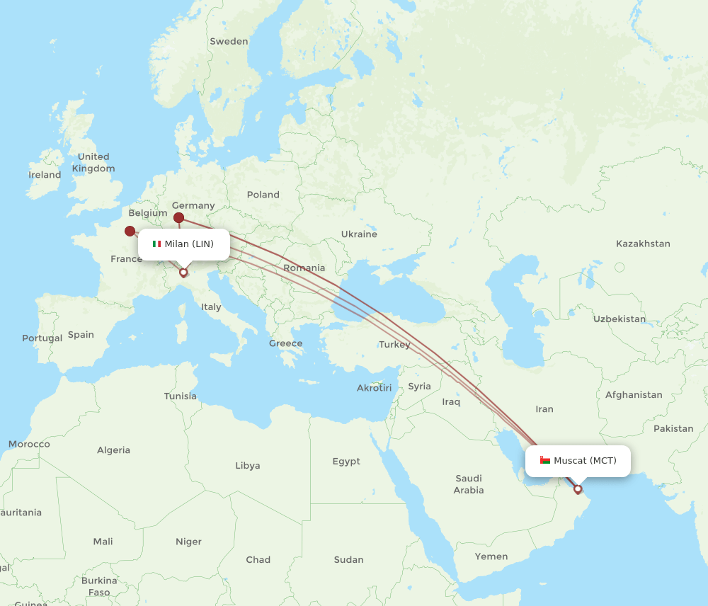 LIN-MCT flight routes