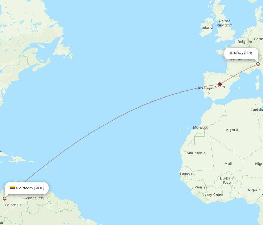 LIN-MDE flight routes