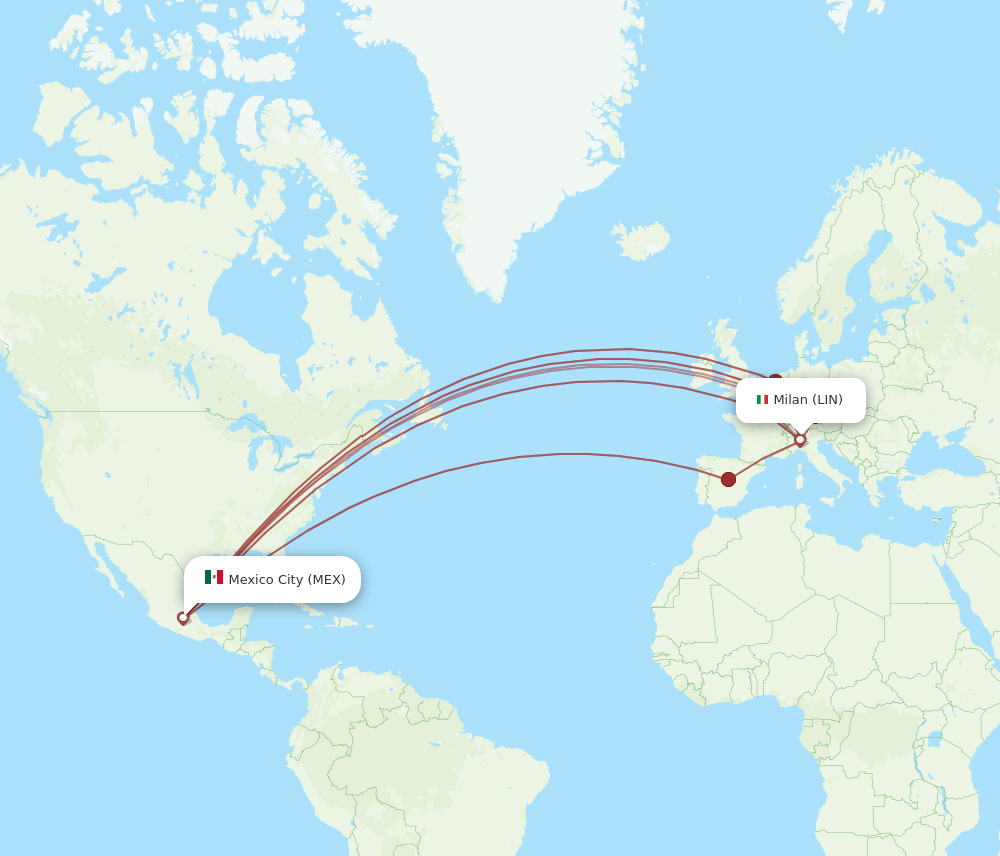 LIN-MEX flight routes