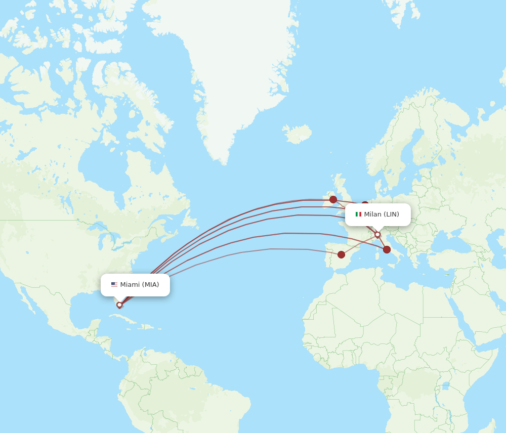 LIN-MIA flight routes