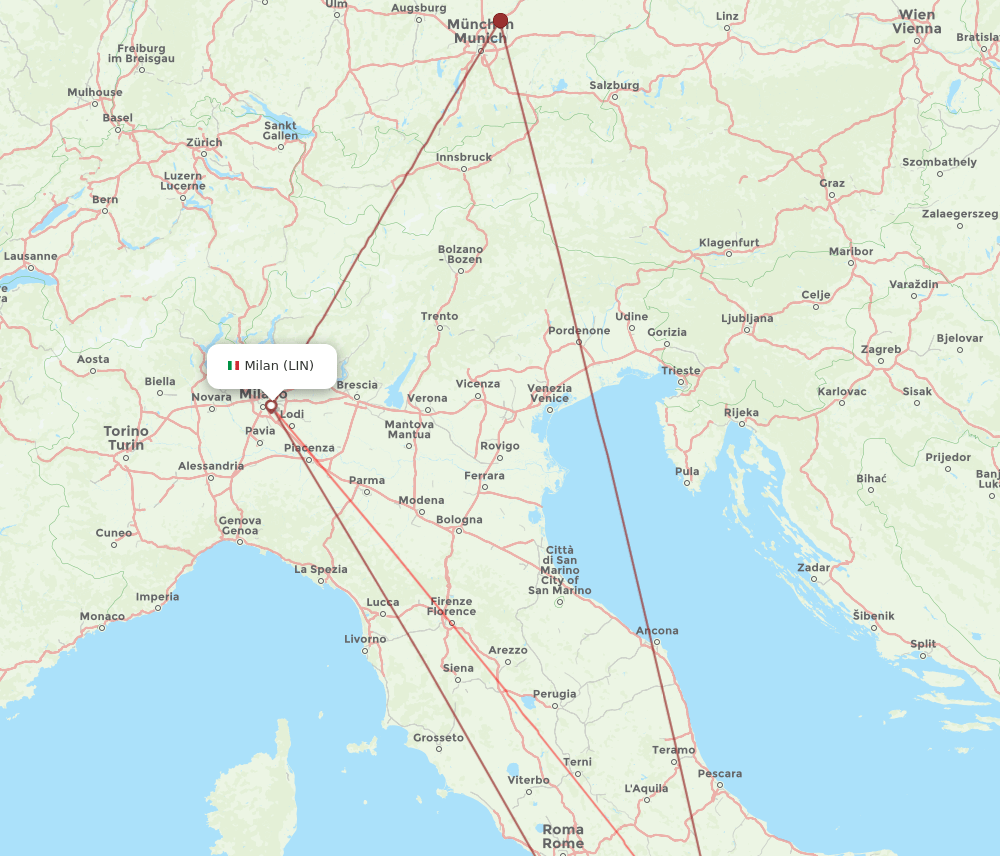 LIN to NAP flights and routes map