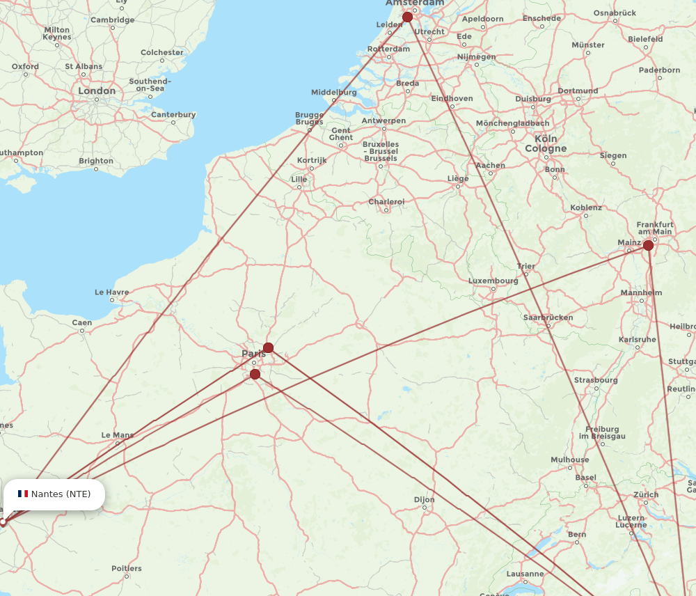 LIN to NTE flights and routes map