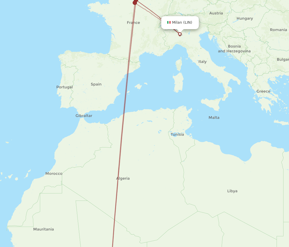 LIN to OUA flights and routes map