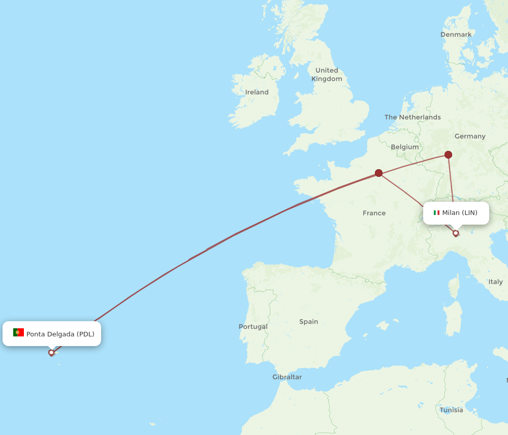 LIN-PDL flight routes
