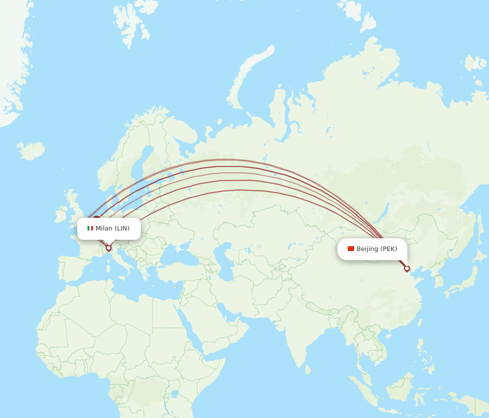 LIN to PEK flights and routes map
