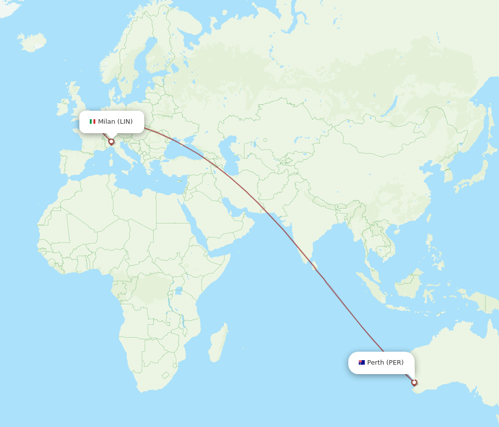 LIN-PER flight routes