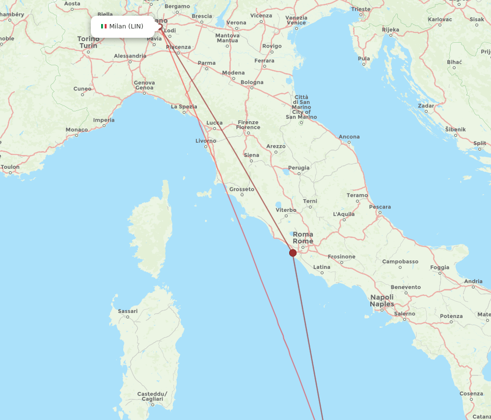 LIN-PMO flight routes