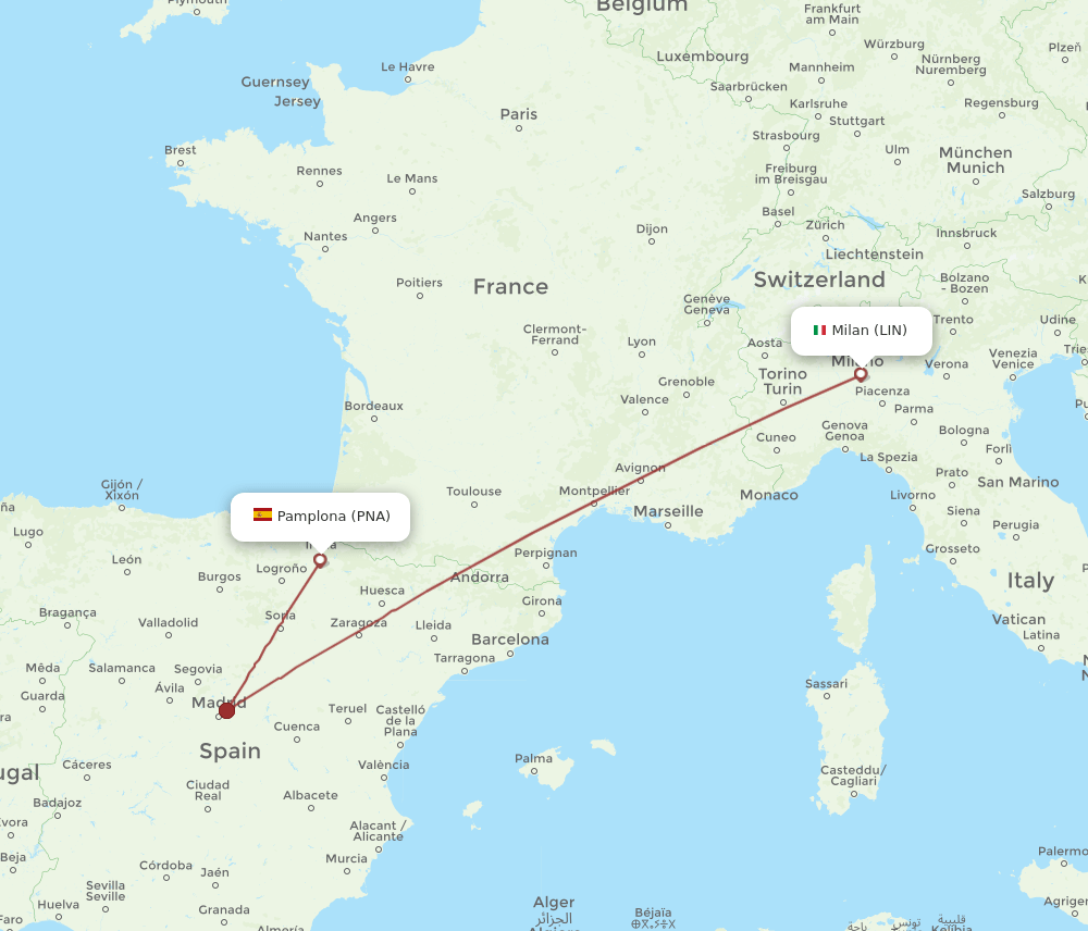 LIN-PNA flight routes