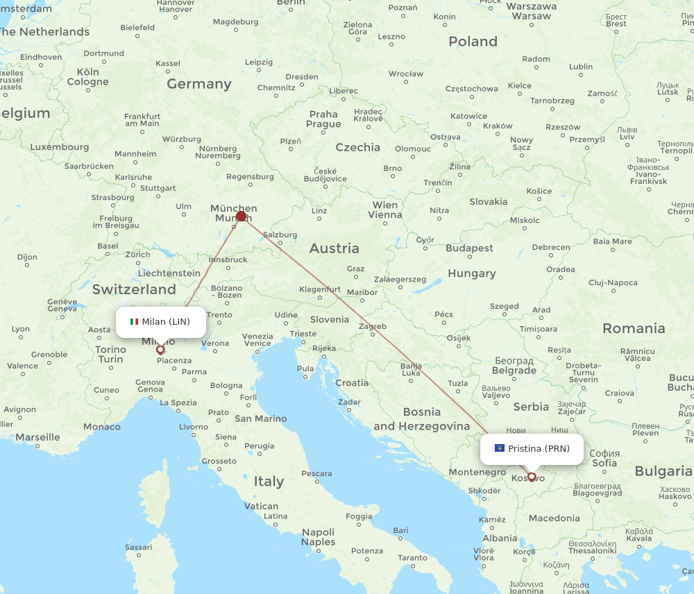 LIN-PRN flight routes