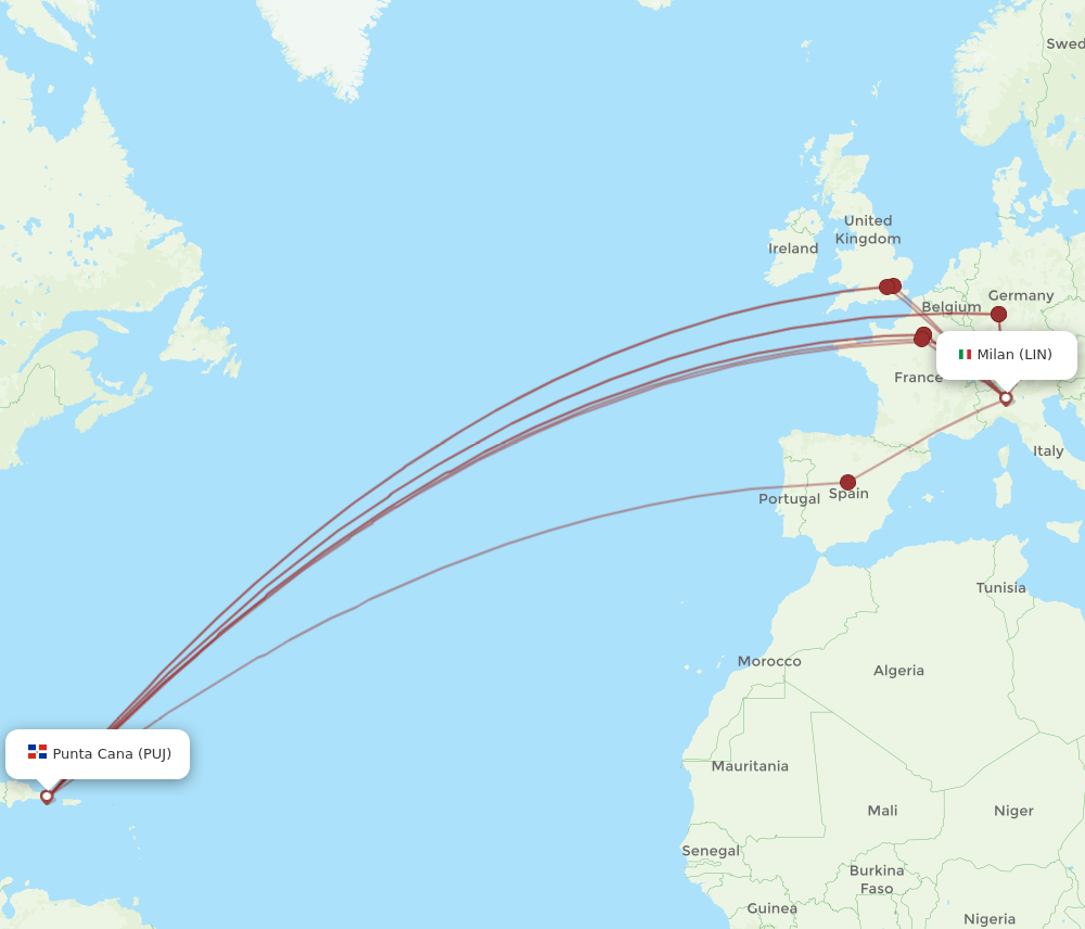 LIN-PUJ flight routes