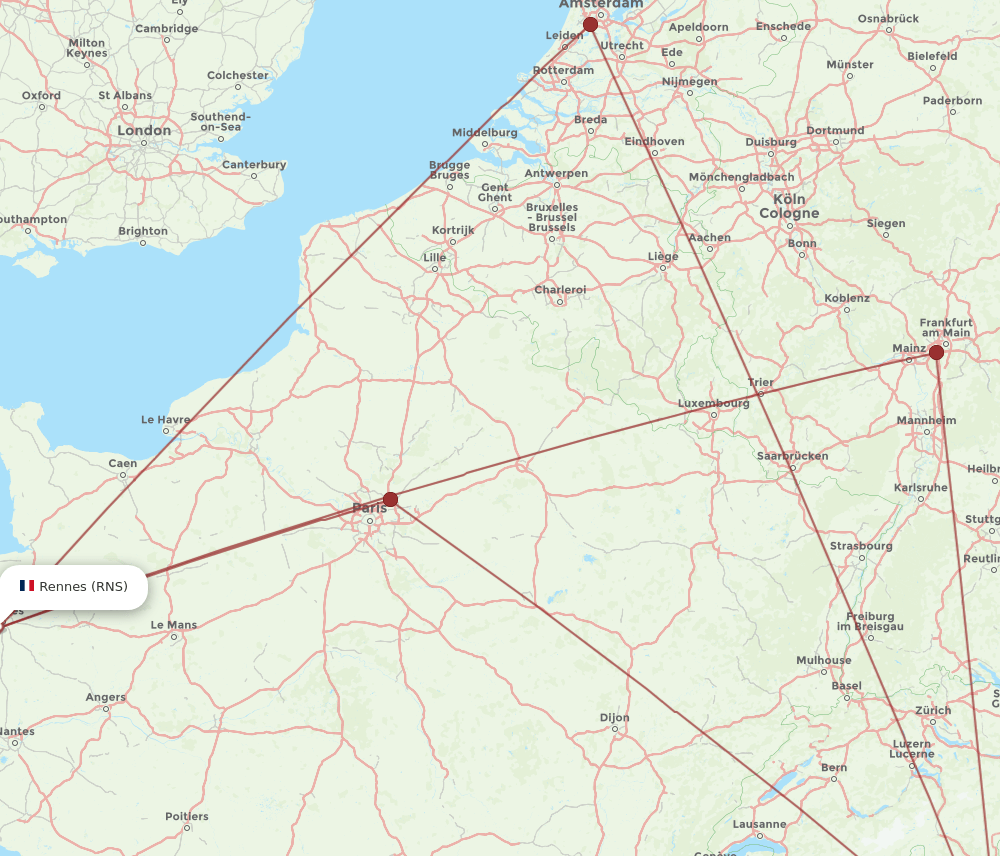 LIN to RNS flights and routes map