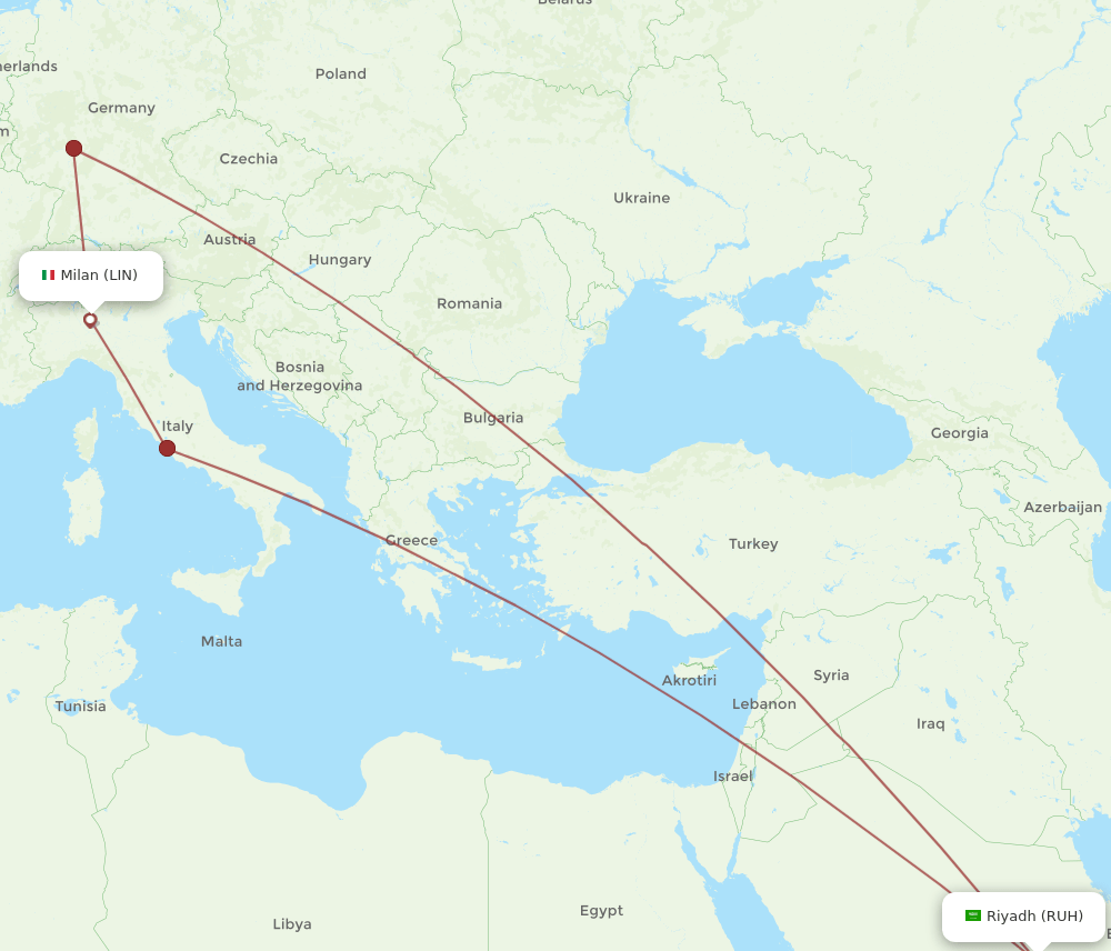 LIN-RUH flight routes