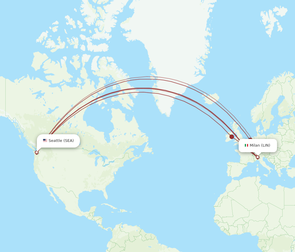 LIN to SEA flights and routes map