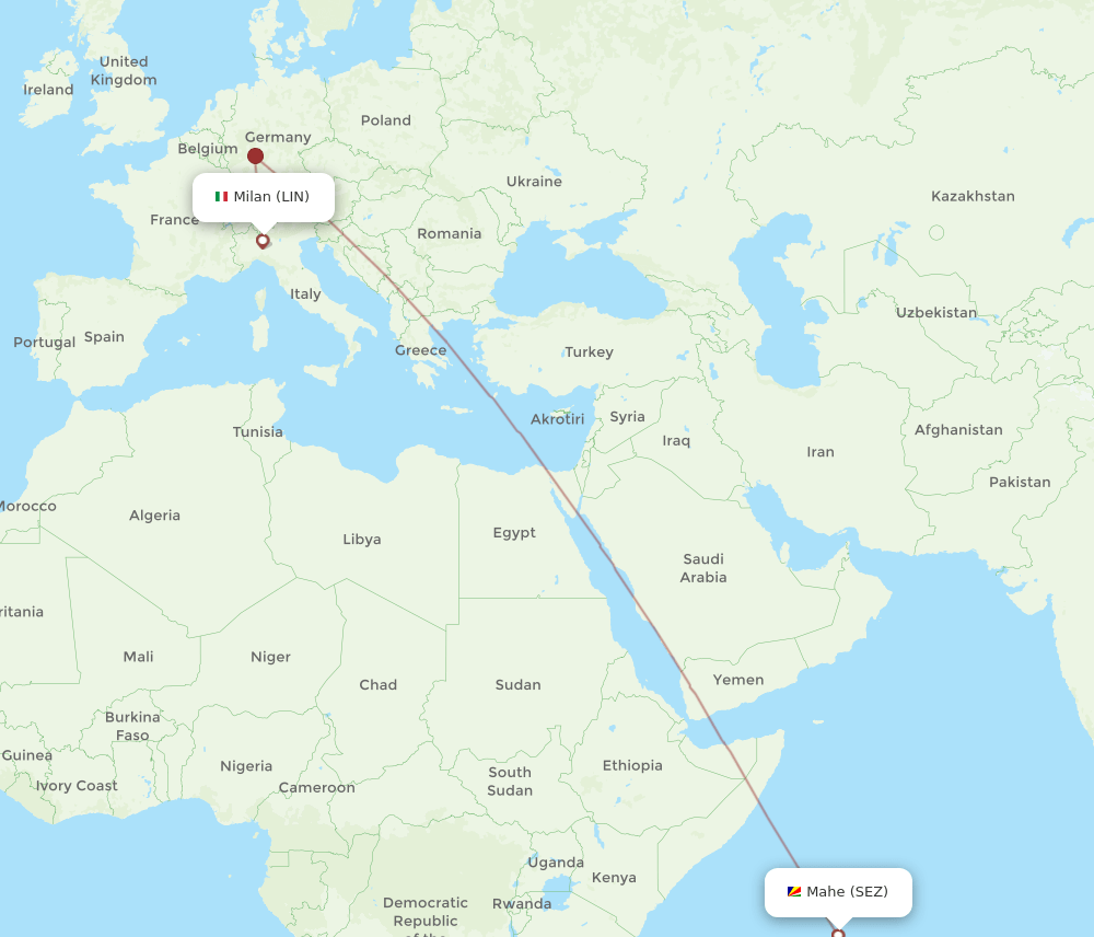 LIN to SEZ flights and routes map