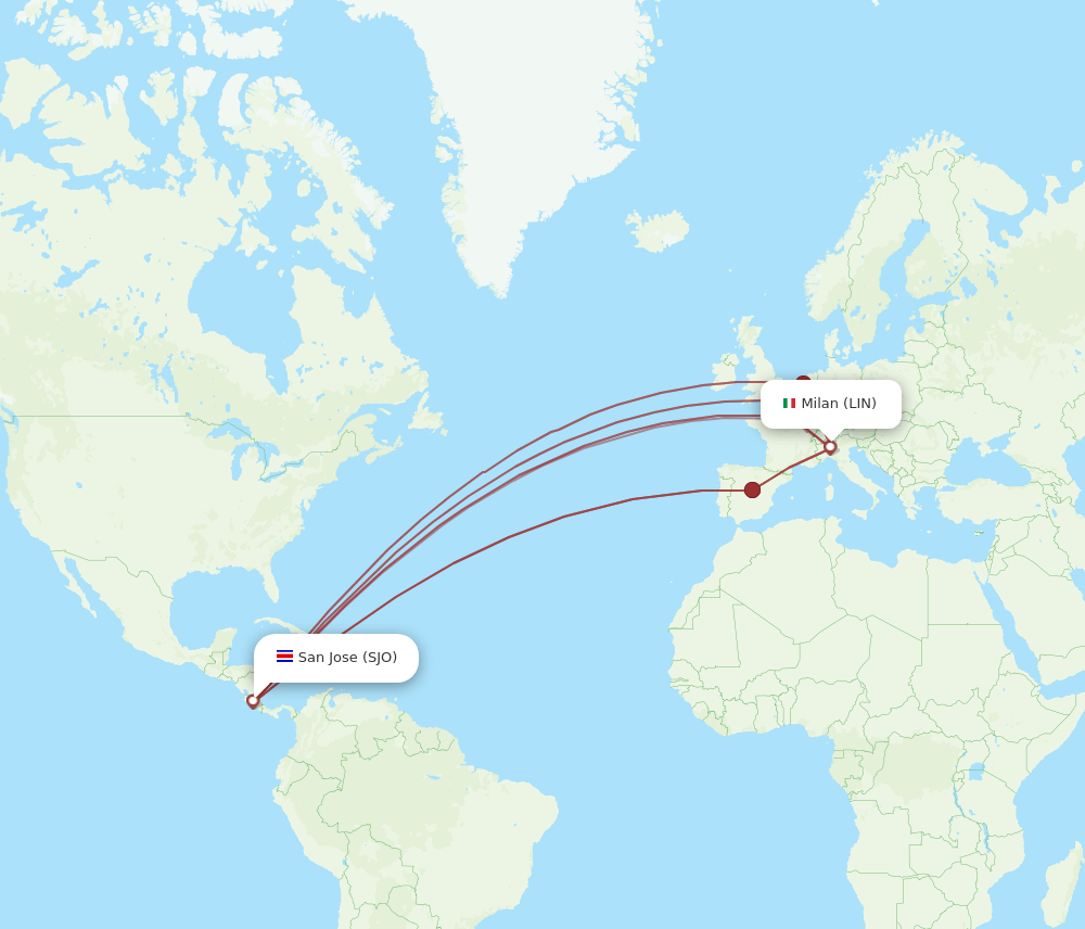 LIN-SJO flight routes