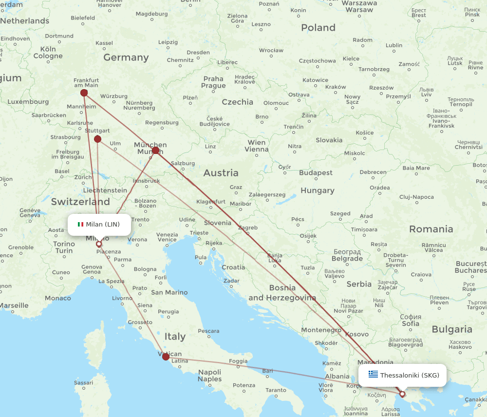 LIN-SKG flight routes