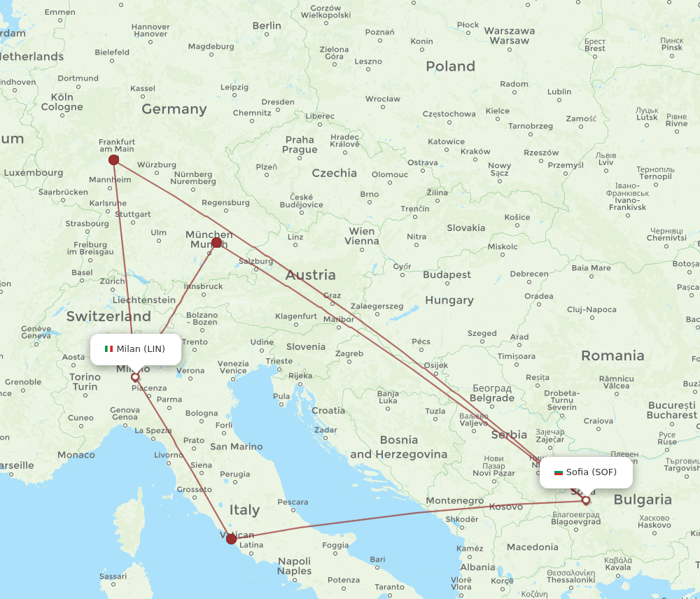 LIN-SOF flight routes