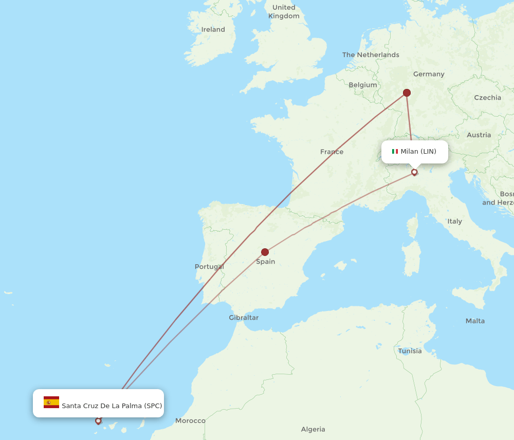 LIN-SPC flight routes
