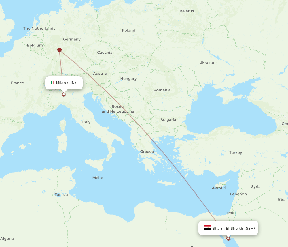 Sharm el Sheikh - Milan route map and flight paths