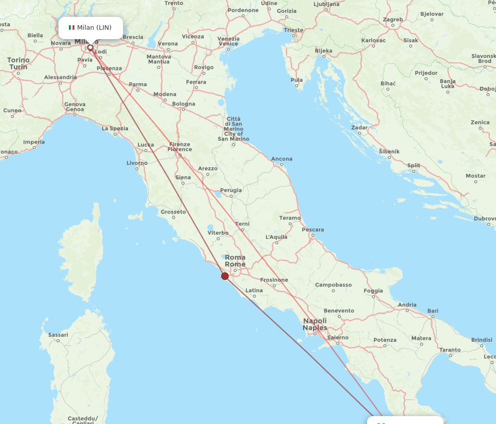 LIN to SUF flights and routes map