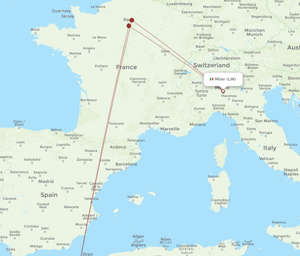 LIN-TLM flight routes