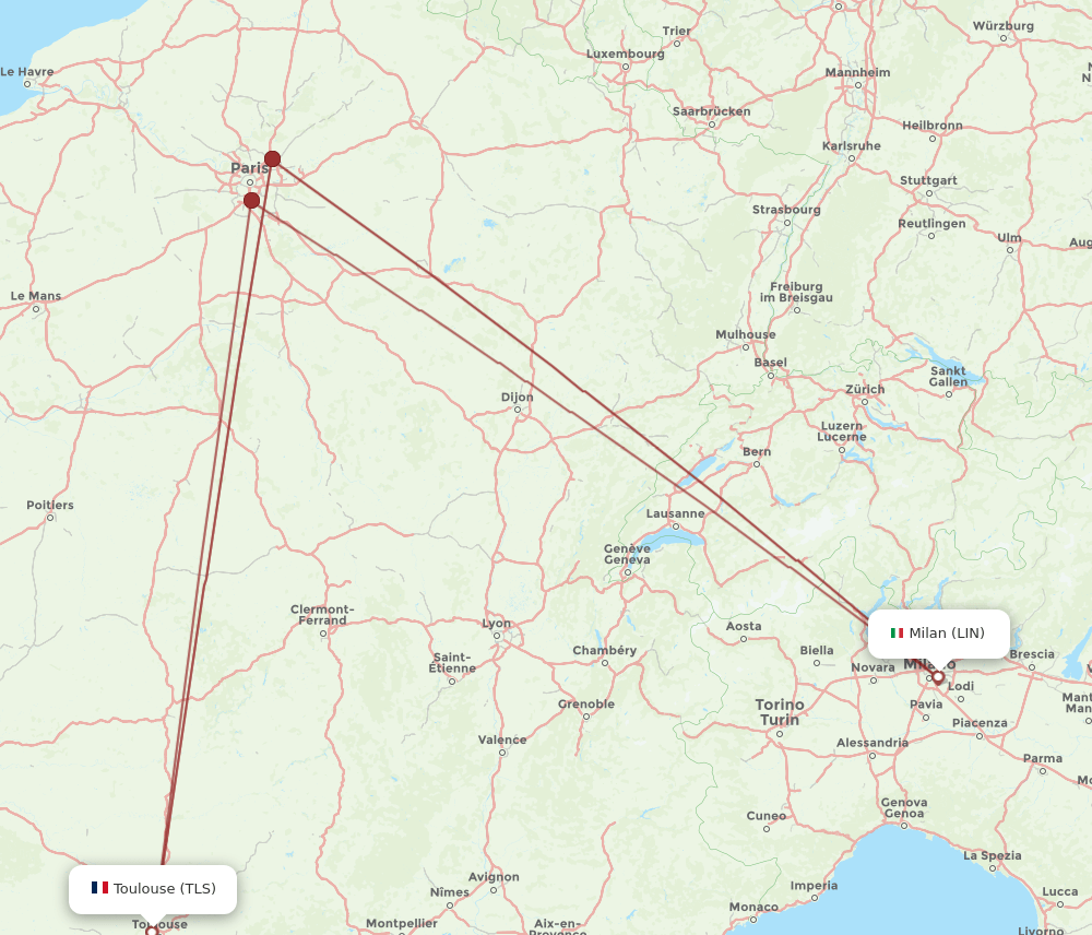 LIN to TLS flights and routes map