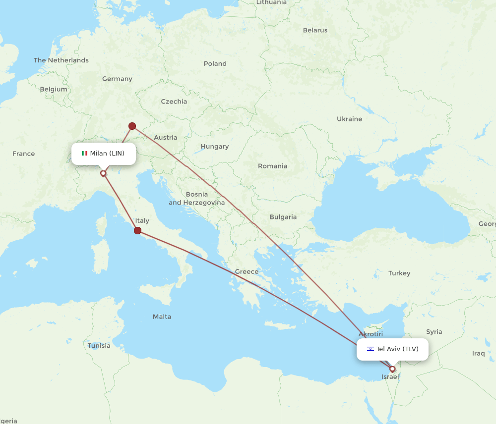 LIN-TLV flight routes