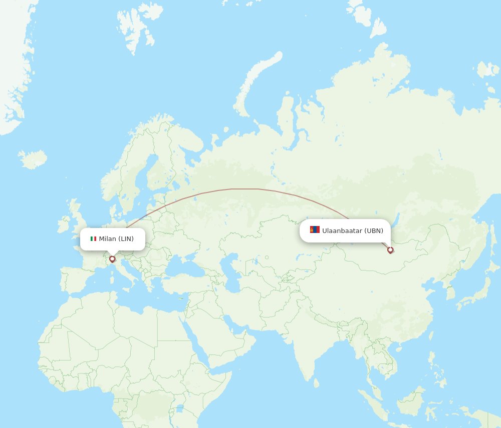 LIN-UBN flight routes