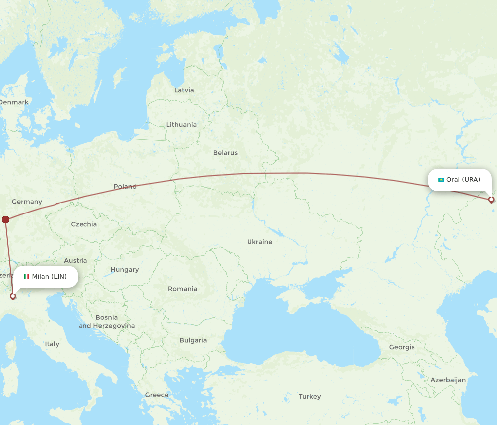 LIN-URA flight routes