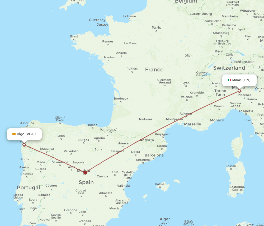 LIN to VGO flights and routes map