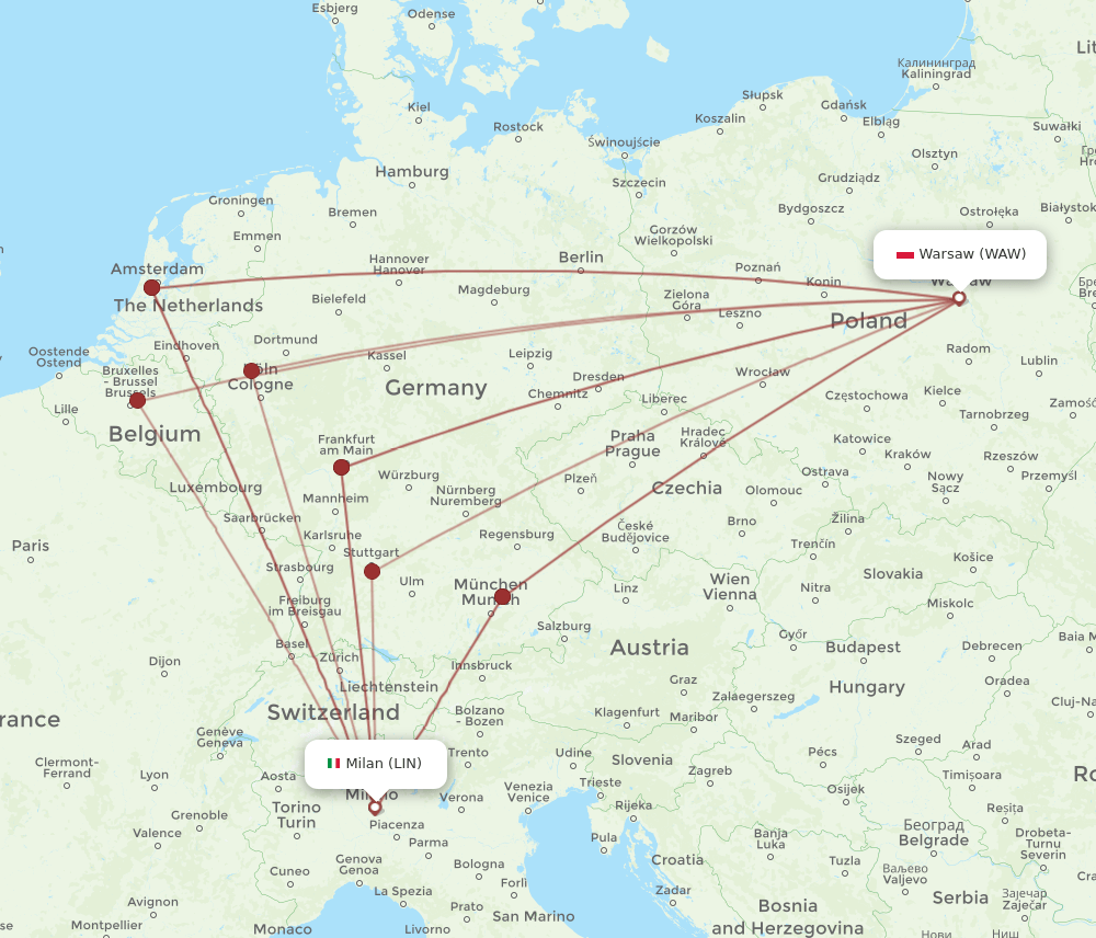 LIN-WAW flight routes