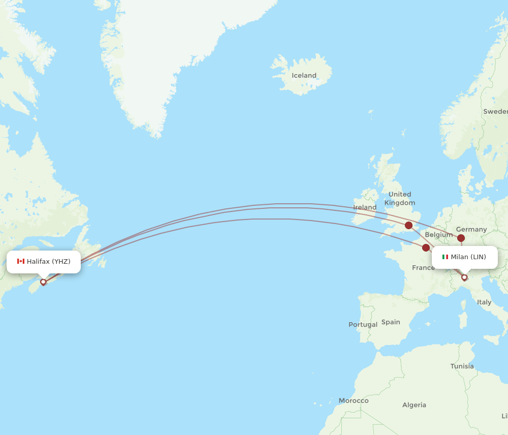 LIN-YHZ flight routes