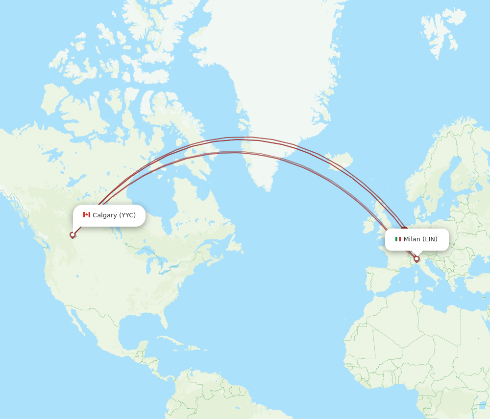 LIN-YYC flight routes