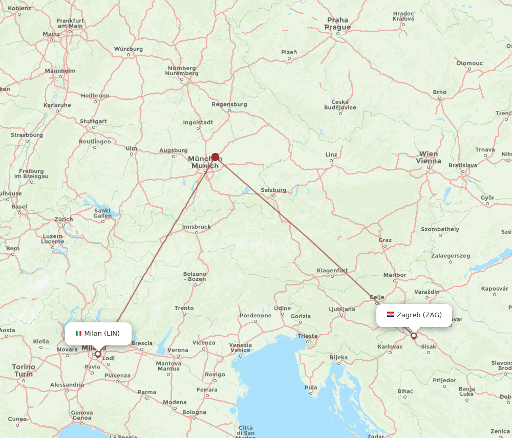 LIN-ZAG flight routes