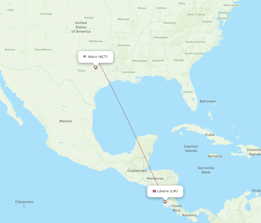 LIR-ACT flight routes